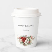 Elegant Christmas Winter Floral Papieren Bekers (Achterkant)