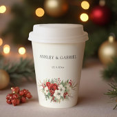 Elegant Christmas Winter Floral Papieren Bekers