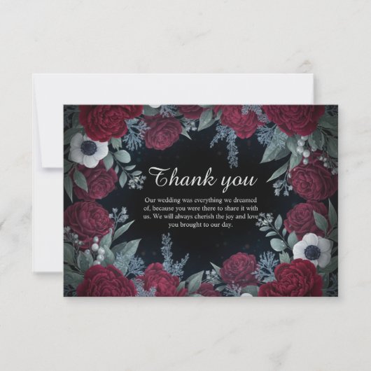 Elegant Christmas Winter Floral Wedding Thank You Bedankkaart (Voorkant)