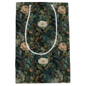 Elegant Christmas Winter Green and Cream Floral Medium Cadeauzakje (Voorkant)