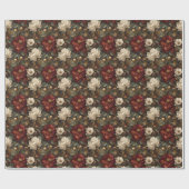 Elegant Christmas Winter Red and Cream Floral Cadeaupapier (Vlak)