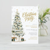 Elegant Christmas Winter Tree Party Kaart (Staand voorkant)