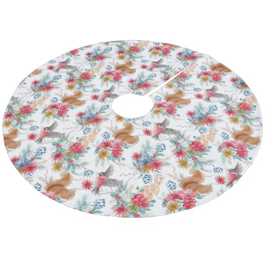  Elegant Christmas Woodland Animal Fleece Kerstboom Rok (Gekanteld)