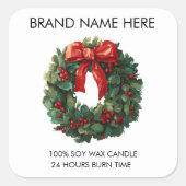 Elegant Christmas Wreath | Candle Labels (Voorkant)