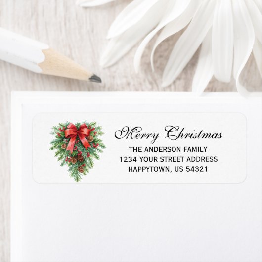 Elegant Christmas Wreath Holiday Etiket (Insitu)