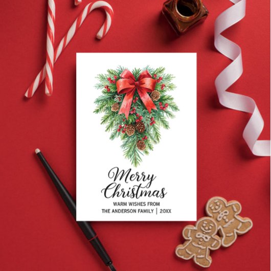 Elegant Christmas Wreath Holiday Feestdagenkaart