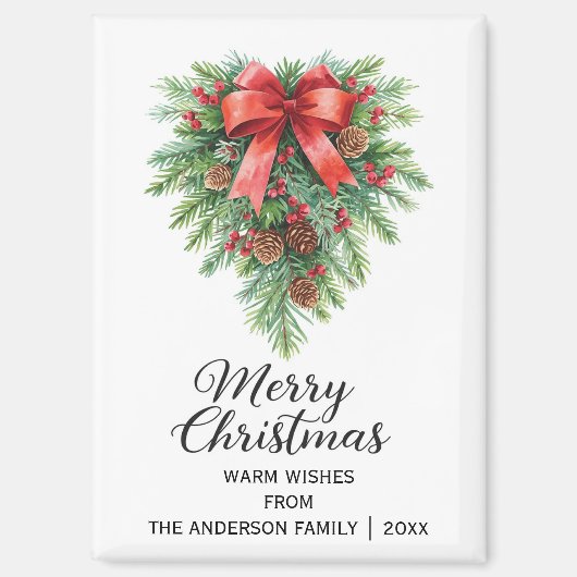 Elegant Christmas Wreath Holiday Magneet (Voorkant)