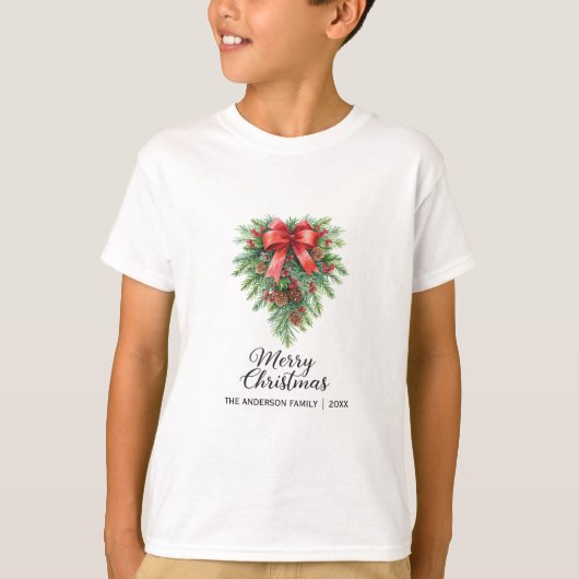 Elegant Christmas Wreath Holiday T-shirt (Voorkant)