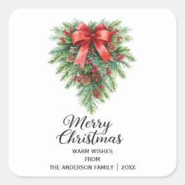 Elegant Christmas Wreath Holiday Vierkante Sticker