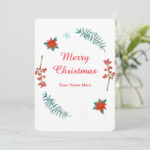 Elegant Christmas Wreath Invitation Kaart (Staand voorkant)