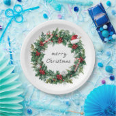 Elegant Christmas Wreath Paper Plates Papieren Bordje (Feest)