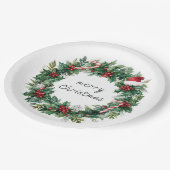 Elegant Christmas Wreath Paper Plates Papieren Bordje (Gekanteld)