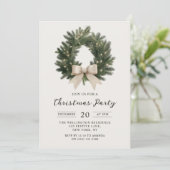 Elegant Christmas Wreath Party Invitation Kaart (Staand voorkant)