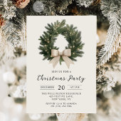 Elegant Christmas Wreath Party Invitation Kaart