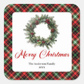 Elegant Christmas wreath sticker custom holiday (Voorkant)
