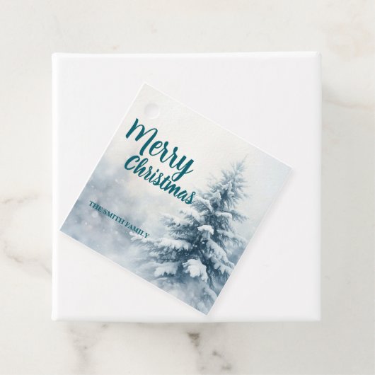Elegant Christmas Xmas winter pine tree forest Hol Bedankjes Labels (In situ)