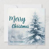 Elegant Christmas Xmas winter pine tree forest Hol Feestdagenkaart (Voorkant)