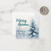 Elegant Christmas Xmas winter pine tree forest Hol Notitiekaartje (Voorkant / Achterkant in situ)