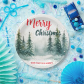 Elegant Christmas Xmas winter pine tree forest Hol Papieren Bordje (Feest)