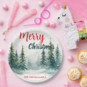 Elegant Christmas Xmas winter pine tree forest Hol Papieren Bordje (Feest)