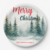 Elegant Christmas Xmas winter pine tree forest Hol Papieren Bordje (Voorkant)