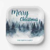 Elegant Christmas Xmas winter pine tree forest Hol Papieren Bordje (Voorkant)