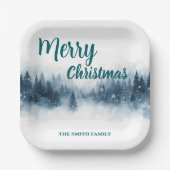 Elegant Christmas Xmas winter pine tree forest Hol Papieren Bordje (Voorkant)