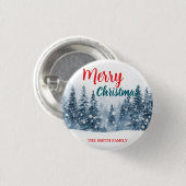 Elegant Christmas Xmas winter pine tree forest Hol Ronde Button 3,2 Cm (Voorkant /achterkant)