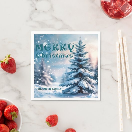 Elegant Christmas Xmas winter pine tree forest Hol Servet (Insitu)