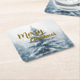 Elegant Christmas Xmas winter pine tree forest  Kartonnen Onderzetters