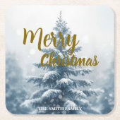 Elegant Christmas Xmas winter pine tree forest  Kartonnen Onderzetters (Voorkant)