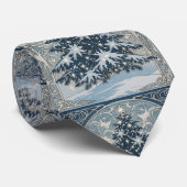 Elegant Christmas Yule Tree Snowflakes and Stars Stropdas (Opgerold)