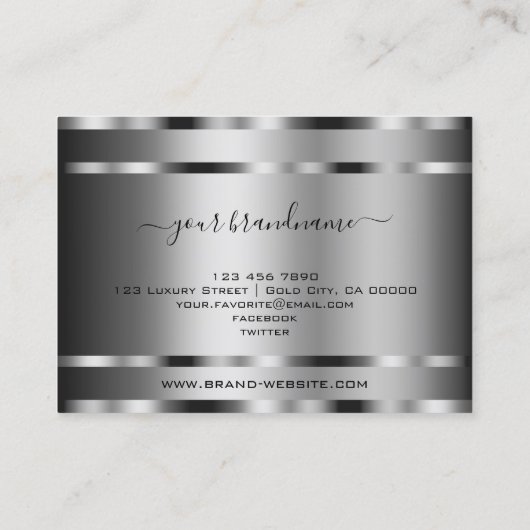 Elegant Chrome Effect Silver Colors Professional Visitekaartje (Achterkant)