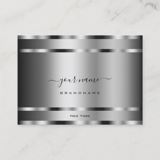 Elegant Chrome Effect Silver Colors Professional Visitekaartje (Voorkant)