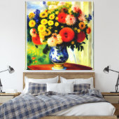 Elegant Chrysanthemum Vase door Windows Canvas Afd Afdruk (Insitu (Slaapkamer))