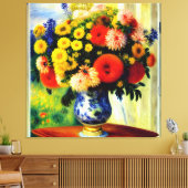 Elegant Chrysanthemum Vase door Windows Canvas Afd Afdruk (Insitu (Woonkamer))