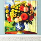 Elegant Chrysanthemum Vase door Windows Canvas Afd Afdruk (Insitu (Houten vloer))