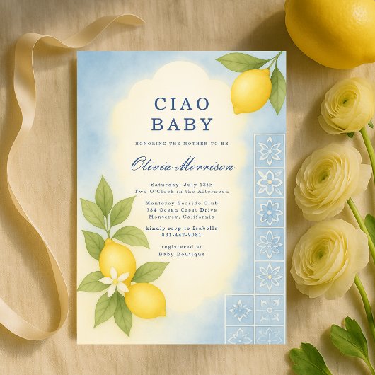 Elegant Ciao Baby Italian Baby Shower Kaart