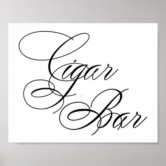Elegant Cigar Bar Black script | Horizontale tabel Poster (Voorkant)
