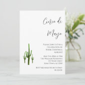 Elegant Cinco de Mayo Cactus Black White Kaart (Staand voorkant)