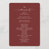Elegant Cinnamon Red Wedding Ceremony Programme Programmakaart (Achterkant)