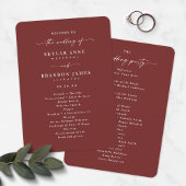 Elegant Cinnamon Red Wedding Ceremony Programme Programmakaart