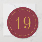 Elegant Circle Burgundy Gold Wedding Table Number Kaart (Voorkant)