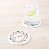 Elegant Circle Holiday Botanical Mandala Aangepast Zandsteen Onderzetter (Zijkant)