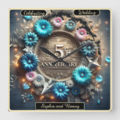 Elegant Circle: vijf liefdevolle jaren vieren Vierkante Klok (Voorkant)