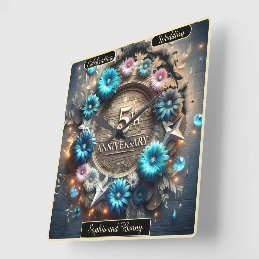 Elegant Circle: vijf liefdevolle jaren vieren Vierkante Klok (Hoek)