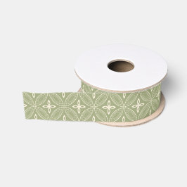Elegant Circles over Sage Green Ribbon Grosgrain Lint