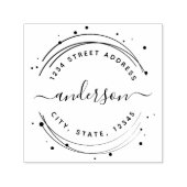 Elegant Circular Calligraphy Name Return Address Zelfinktende Stempel (Design)