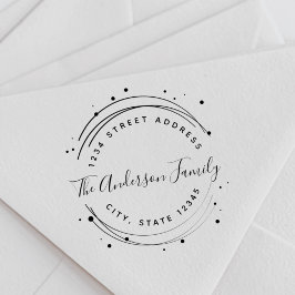 Elegant Circular Familienaam Return Address Rubberstempel