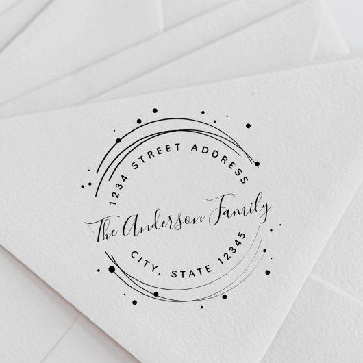 Elegant Circular Familienaam Return Address Rubberstempel